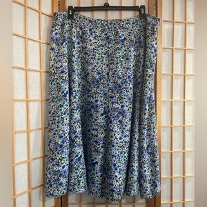 Christopher & Banks Blue Purple Midi A-Line Skirt
